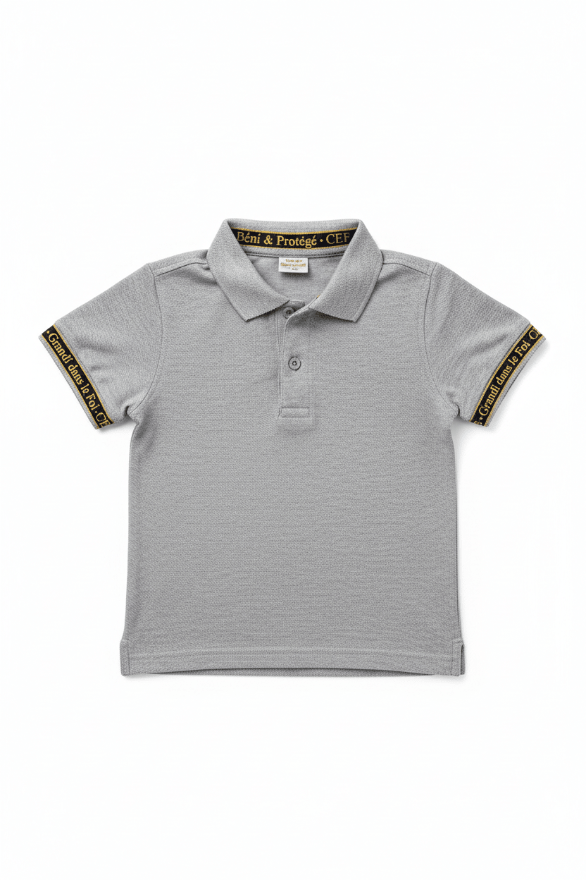Polo Enfant – Gris · Blanc · Noir | CEF - Choco Élégance & Foi