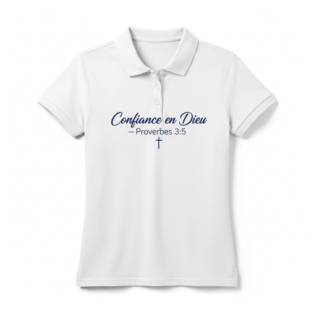 Polo Femme "Confiance en Dieu" – Proverbes 3:5 | CEF - Choco Élégance & Foi