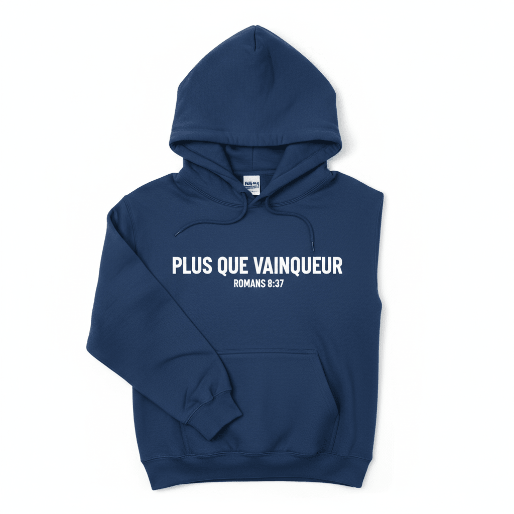 Sweat à Capuche "Plus Que Vainqueur" – Confort & Foi - Choco Élégance & Foi