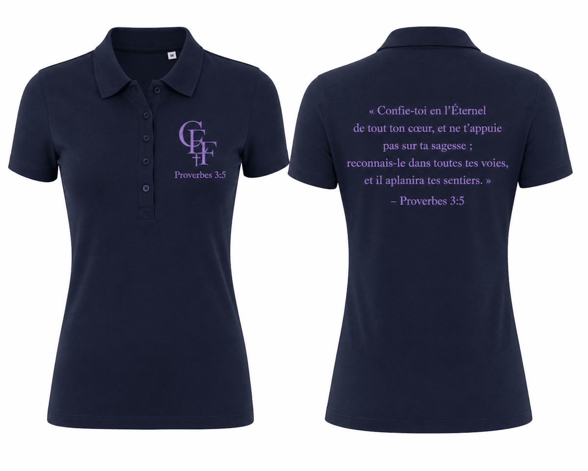 Polo Femme "Confiance en Dieu" – Proverbes 3:5 | CEF - Choco Élégance &amp; Foi