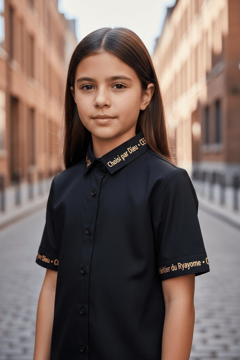 Chemise Enfant Manches Courtes – Blanc · Noir | CEF - Choco Élégance &amp; Foi