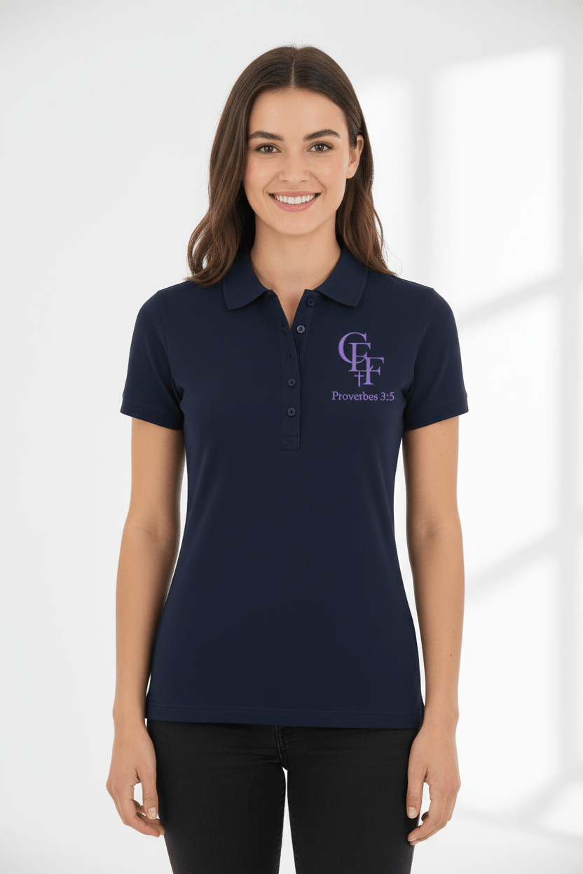 Polo Femme "Confiance en Dieu" – Proverbes 3:5 | CEF - Choco Élégance &amp; Foi
