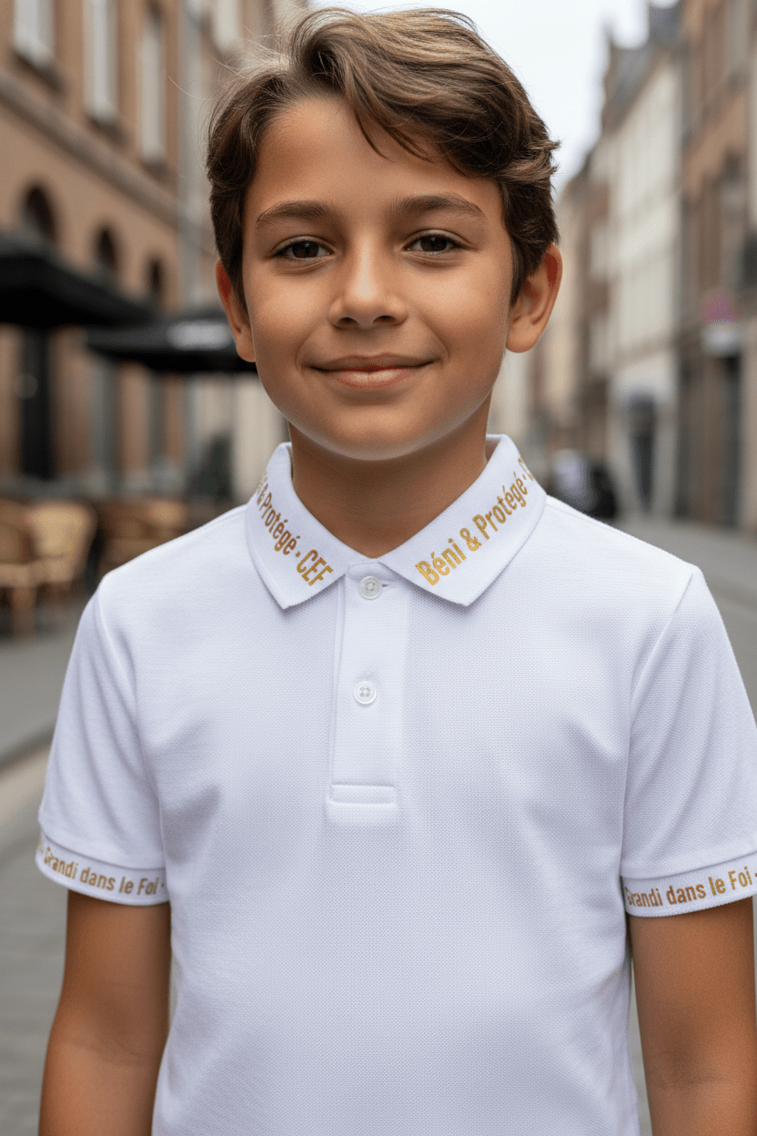 Polo Enfant – Gris · Blanc · Noir | CEF - Choco Élégance &amp; Foi
