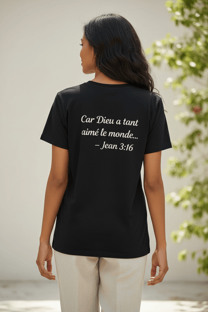 T-shirt chrétien – Jean 3:16 - Choco Élégance &amp; Foi