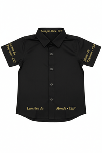 Chemise Enfant Manches Courtes – Blanc · Noir | CEF - Choco Élégance & Foi