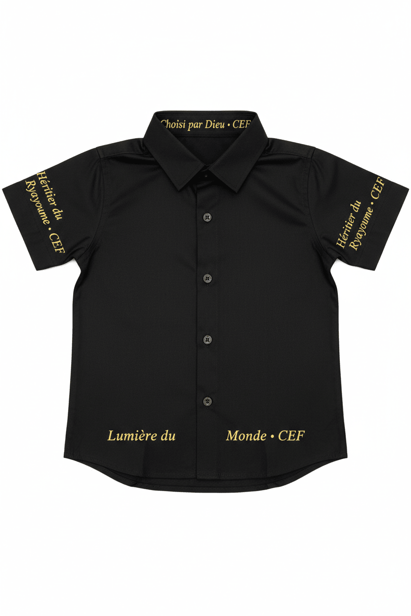 Chemise Enfant Manches Courtes – Blanc · Noir | CEF - Choco Élégance &amp; Foi