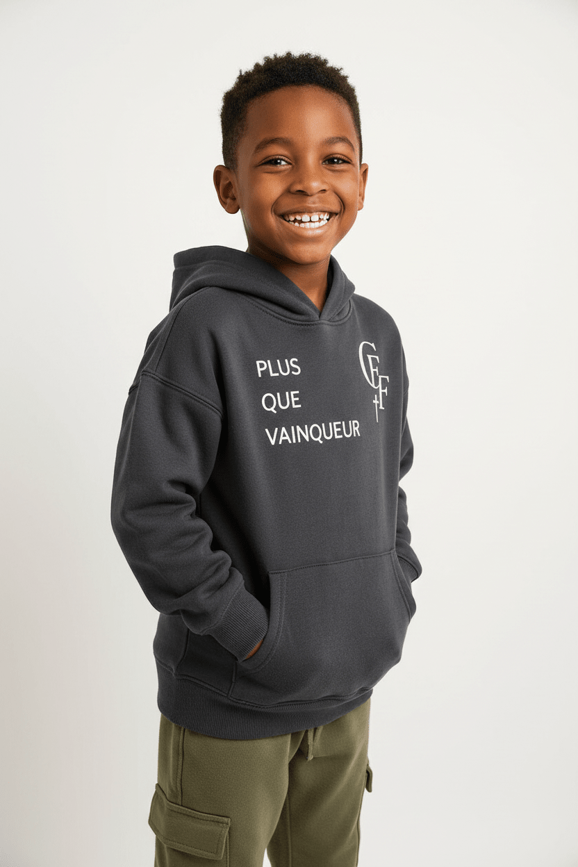 Sweat à Capuche "Plus Que Vainqueur" – Confort &amp; Foi - Choco Élégance &amp; Foi