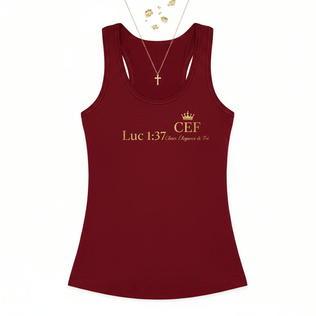 Débardeur Femme CEF Rouge – Luc 1:37 - Choco Élégance &amp; Foi