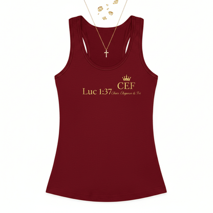 Débardeur Femme CEF Rouge – Luc 1:37 - Choco Élégance &amp; Foi