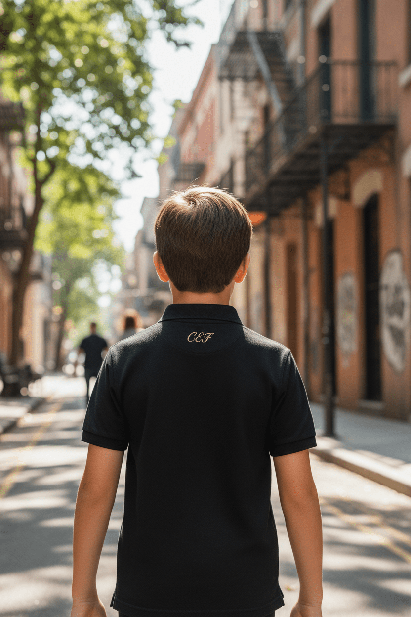 Polo Enfant – Gris · Blanc · Noir | CEF - Choco Élégance &amp; Foi