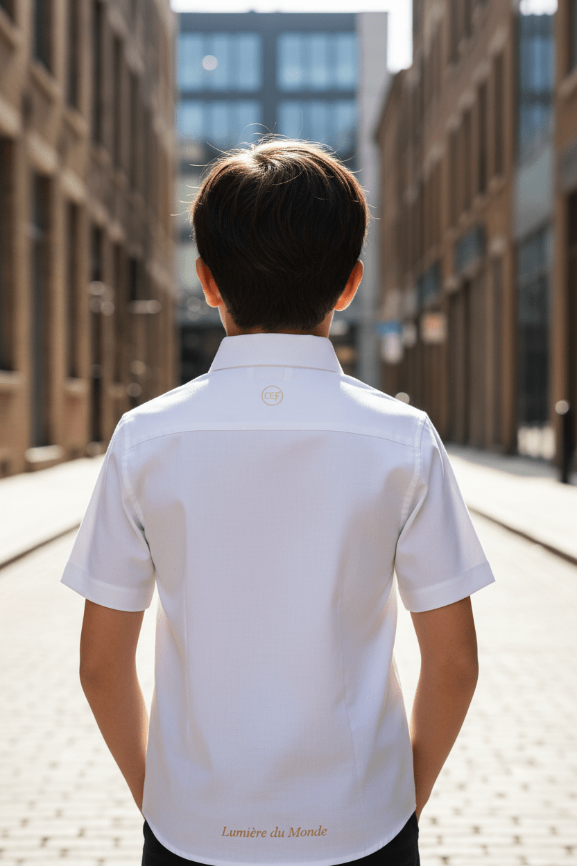 Chemise Enfant Manches Courtes – Blanc · Noir | CEF - Choco Élégance &amp; Foi