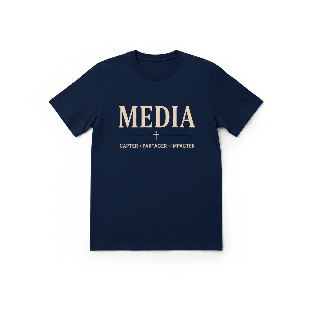 MEDIA – T-shirt Ministère | Capter · Partager · Impacter | CEF - Choco Élégance &amp; Foi