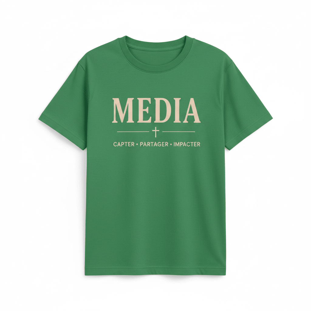MEDIA – T-shirt Ministère | Capter · Partager · Impacter | CEF - Choco Élégance &amp; Foi