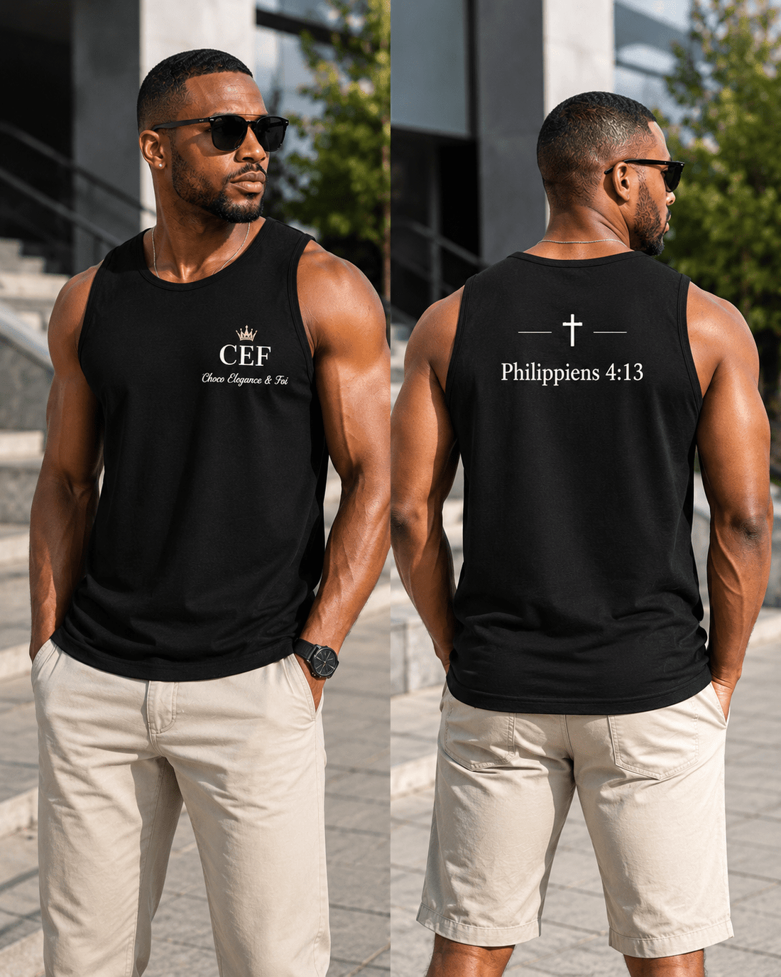 Débardeur CEF Noir – Philippiens 4:13 - Choco Élégance &amp; Foi