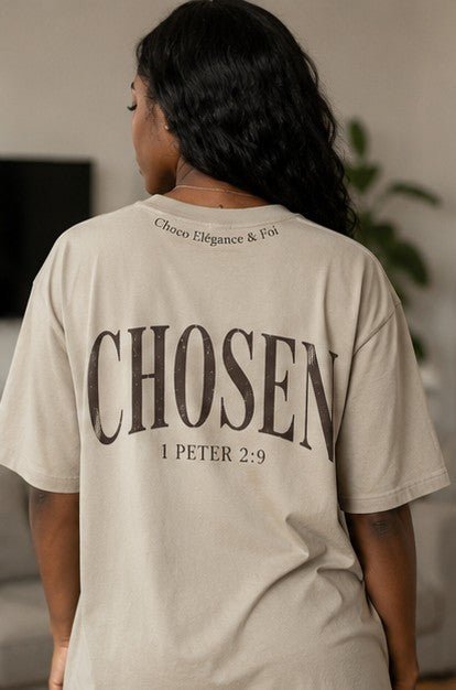 T-Shirt Oversize CHOSEN – 1 Peter 2:9 | Choco Élégance &amp; Foi - Choco Élégance &amp; Foi