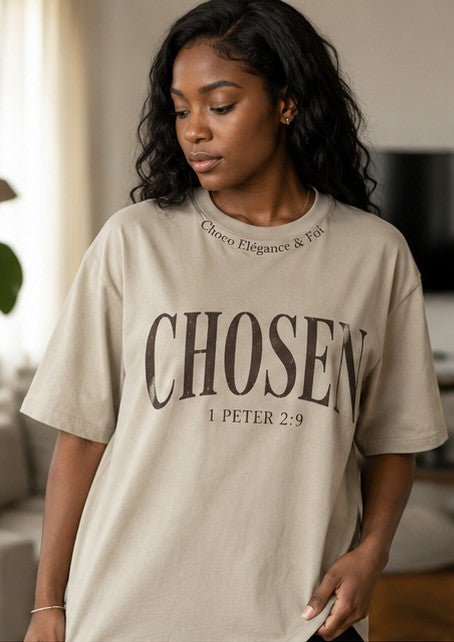 T-Shirt Oversize CHOSEN – 1 Peter 2:9 | Choco Élégance &amp; Foi - Choco Élégance &amp; Foi