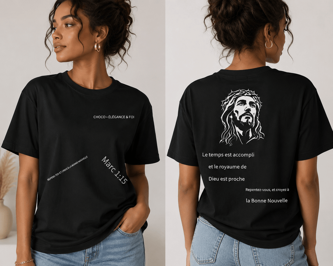 T-Shirt Marc 1:15 — Choco Élégance &amp; Foi - Choco Élégance &amp; Foi