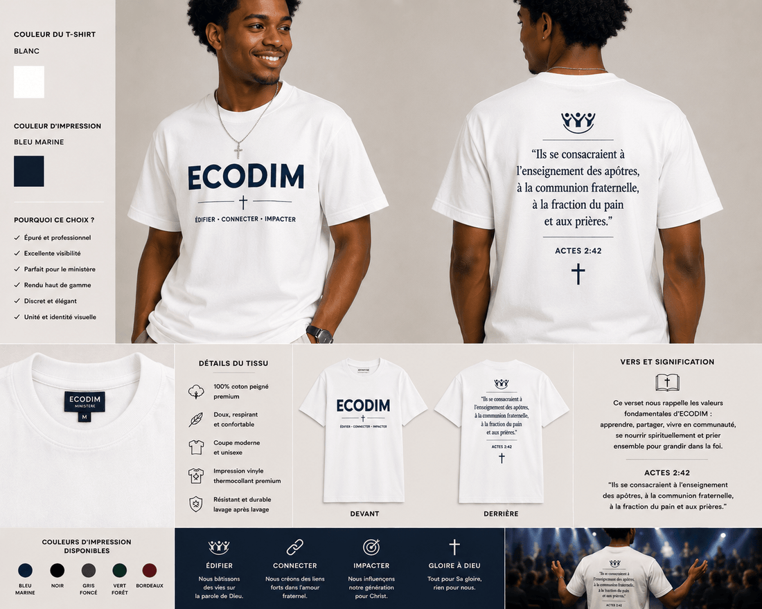 ECODIM – T-shirt Ministère | Collection Foi &amp; Discipline - Choco Élégance &amp; Foi