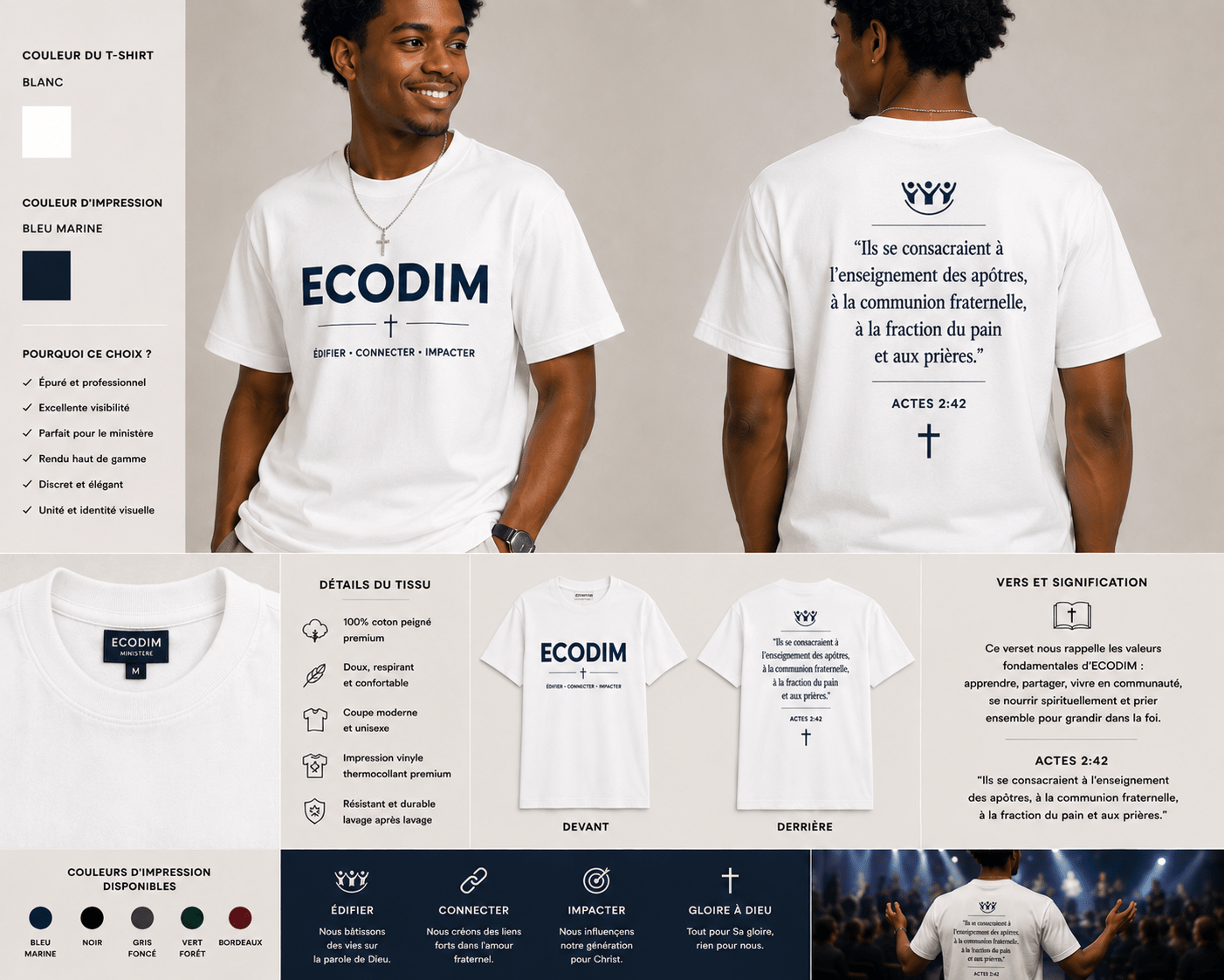 ECODIM – T-shirt Ministère | Collection Foi & Discipline - Choco Élégance & Foi