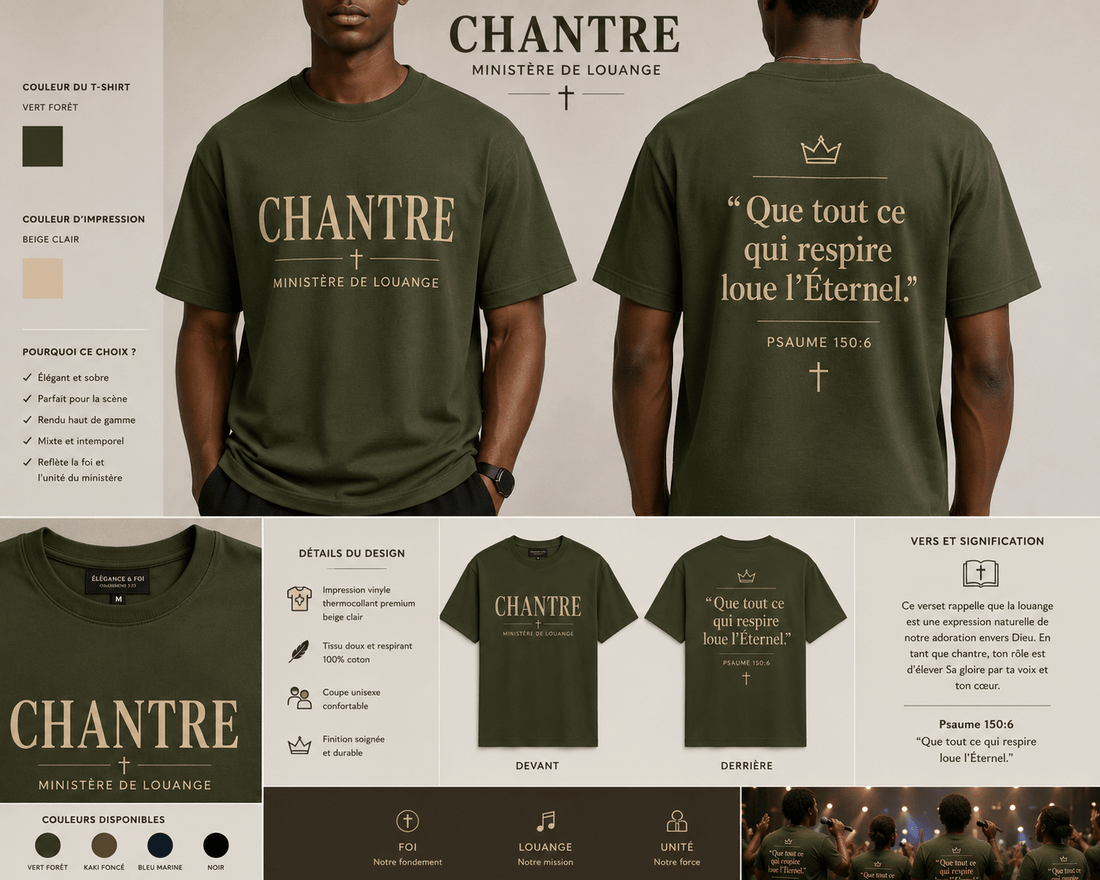CHANTRE – T-shirt Ministère de Louange | CEF - Choco Élégance &amp; Foi
