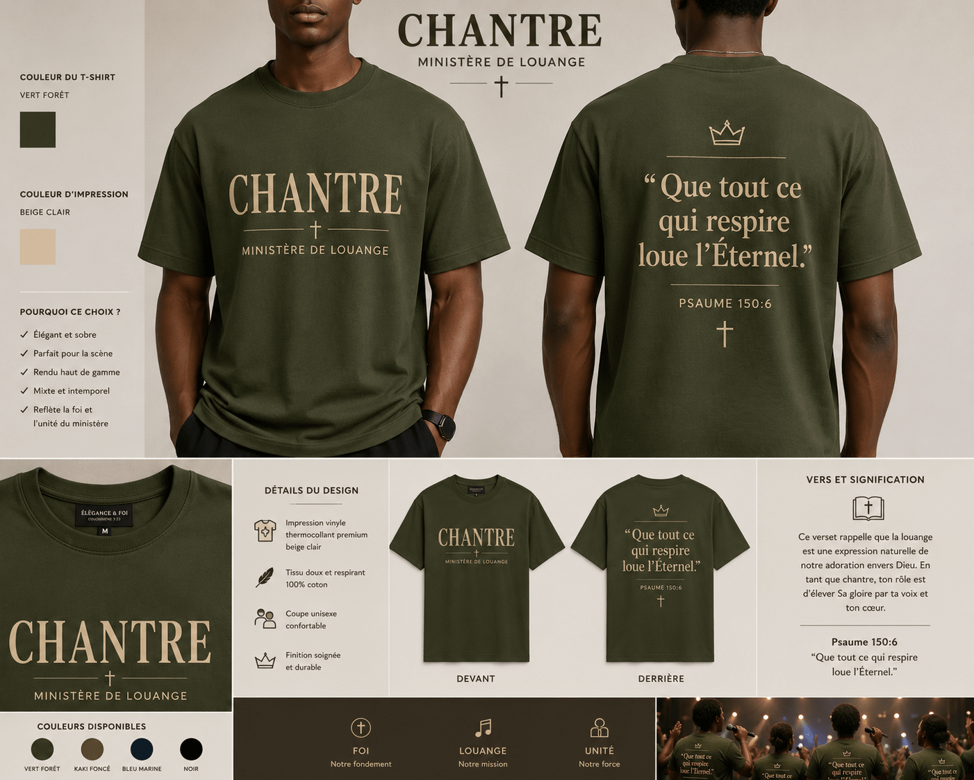 CHANTRE – T-shirt Ministère de Louange | CEF - Choco Élégance & Foi