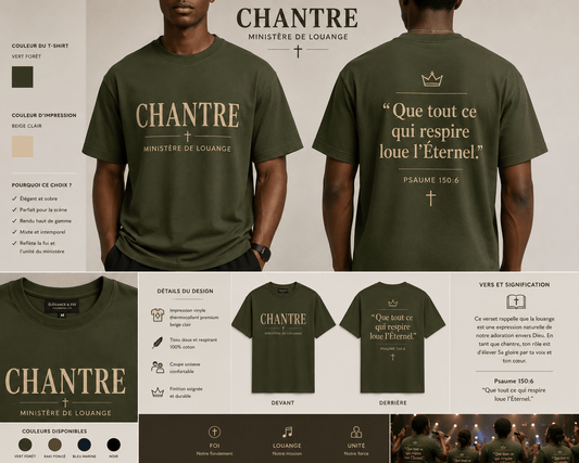 CHANTRE – T-shirt Ministère de Louange | CEF - Choco Élégance & Foi