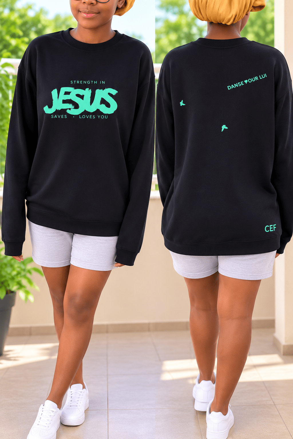 Sweat Strength in Jesus – Jaune - Choco Élégance &amp; Foi