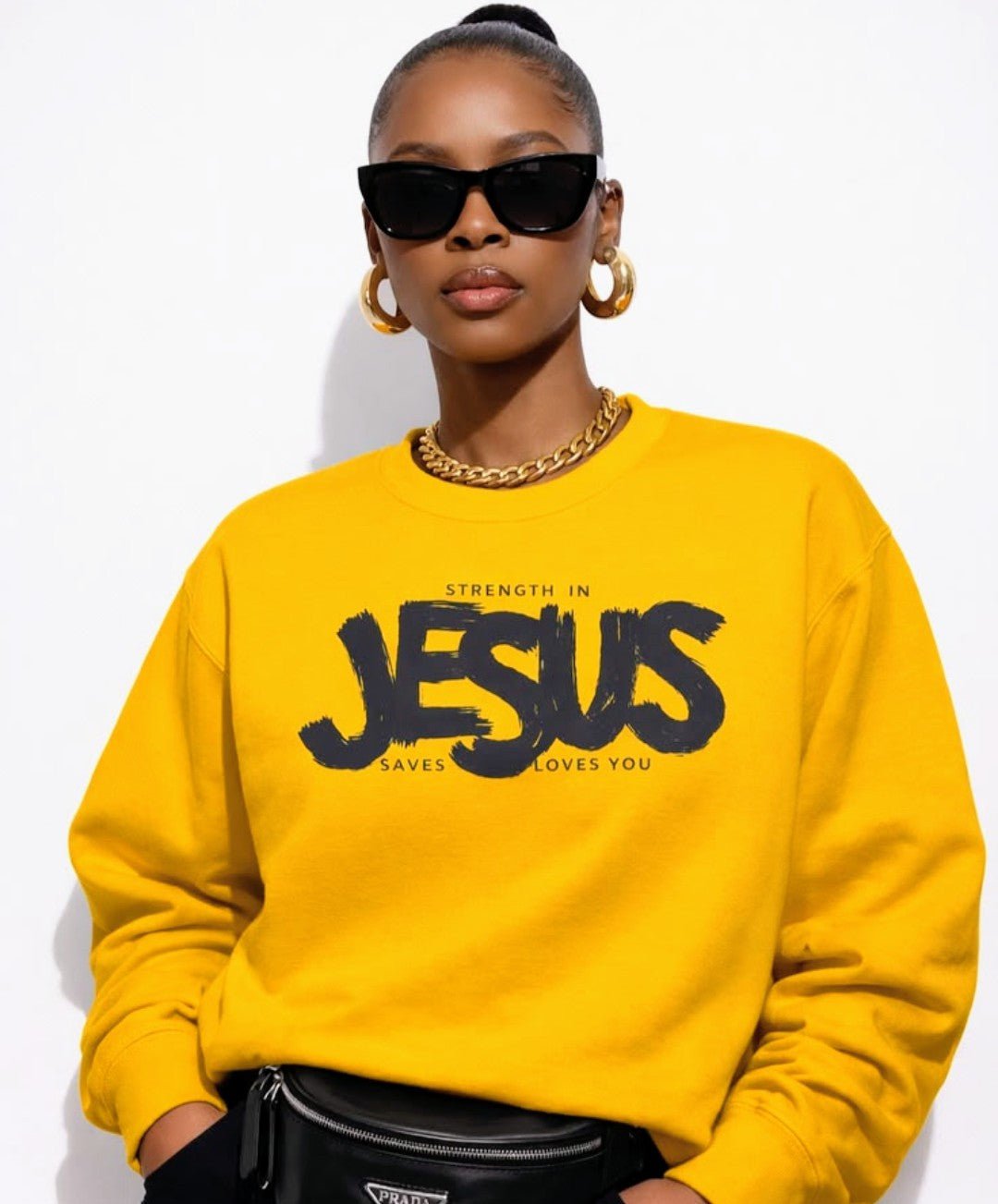 Sweat Strength in Jesus – Jaune - Choco Élégance &amp; Foi