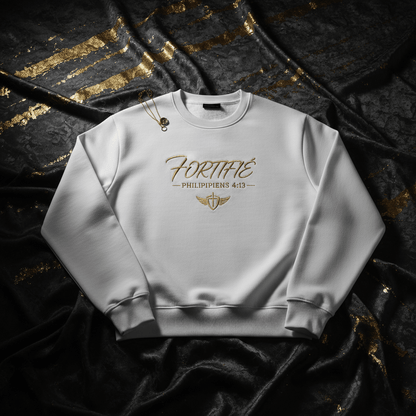 Sweat Crewneck "Fortifié" – Philippiens 4:13 - Choco Élégance &amp; Foi