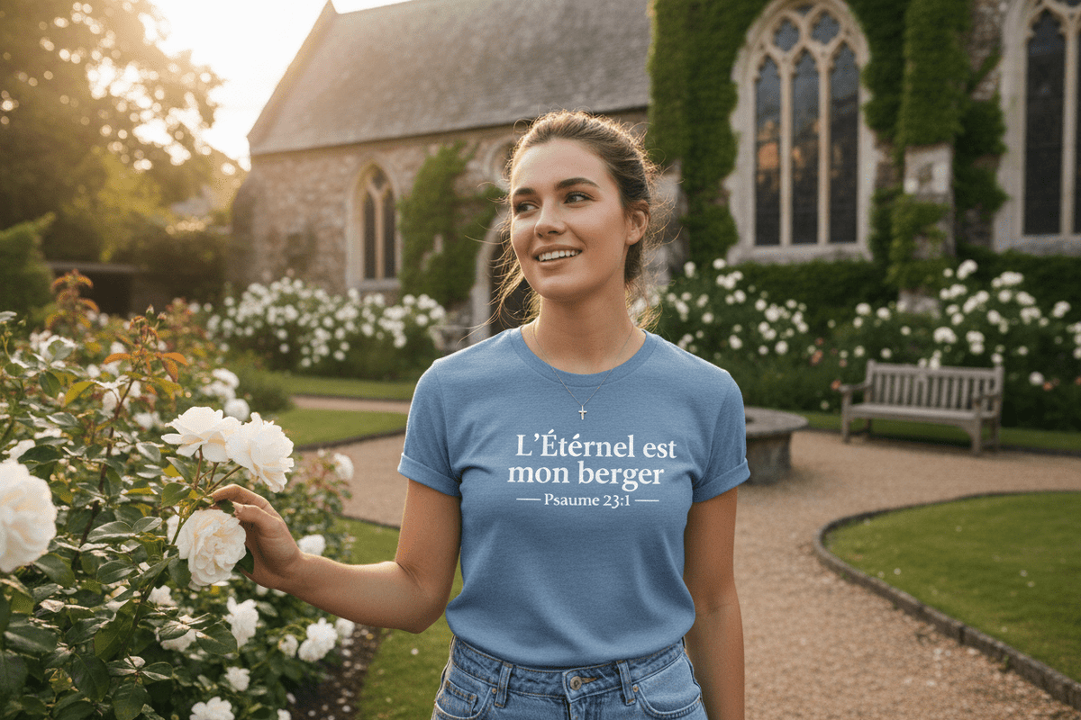 T-shirt "L’Éternel est mon berger" – Psaume 23:1 | CEF - Choco Élégance &amp; Foi